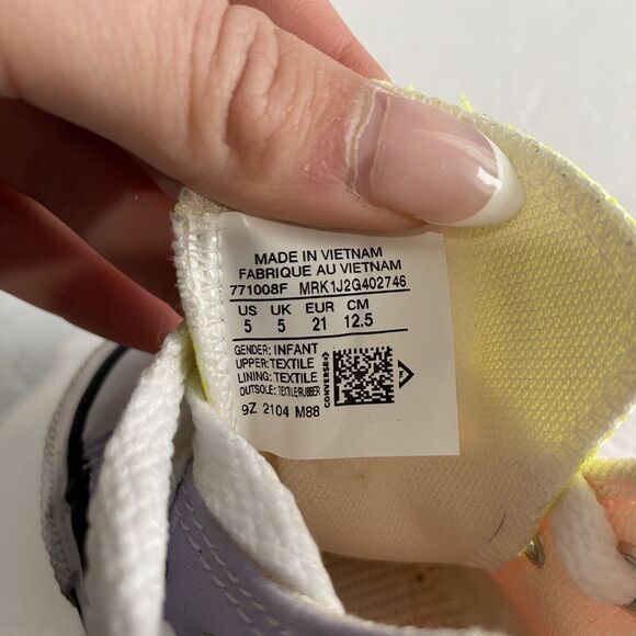 Converse Neon High Top Sneakers Electric Blush Toddler Size 5 Pink Yellow Purple - Picture 7 of 8